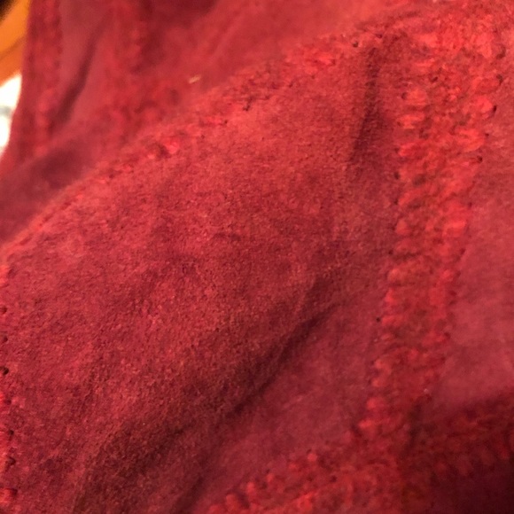 VINTAGE suede and knit V neck sweater - Picture 4 of 4